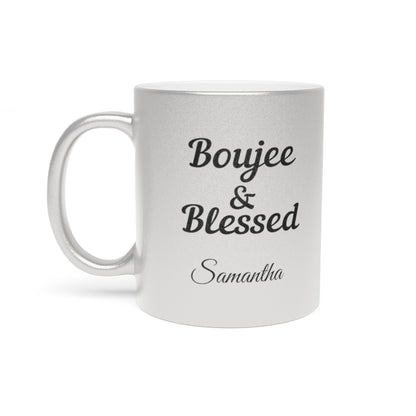 PERSONALIZED Boujee & Blessed Metallic Mug (Gold & Silver) - 11 oz