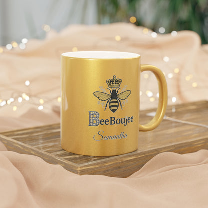 PERSONALIZED Bee Boujee Metallic Mug (Gold & Silver) - 11 oz