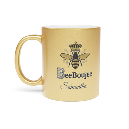 PERSONALIZED Bee Boujee Metallic Mug (Gold & Silver) - 11 oz