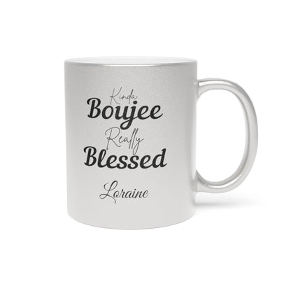 PERSONALIZED Boujee & Blessed Metallic Mug (Gold & Silver) - 11 oz