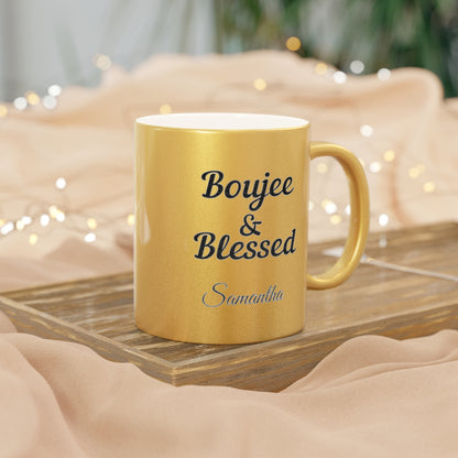 PERSONALIZED Boujee & Blessed Metallic Mug (Gold & Silver) - 11 oz