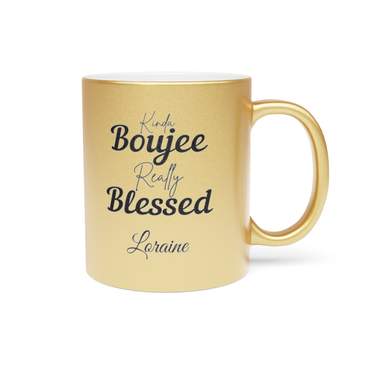 PERSONALIZED Boujee & Blessed Metallic Mug (Gold & Silver) - 11 oz