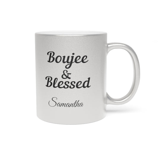 PERSONALIZED Boujee & Blessed Metallic Mug (Gold & Silver) - 11 oz