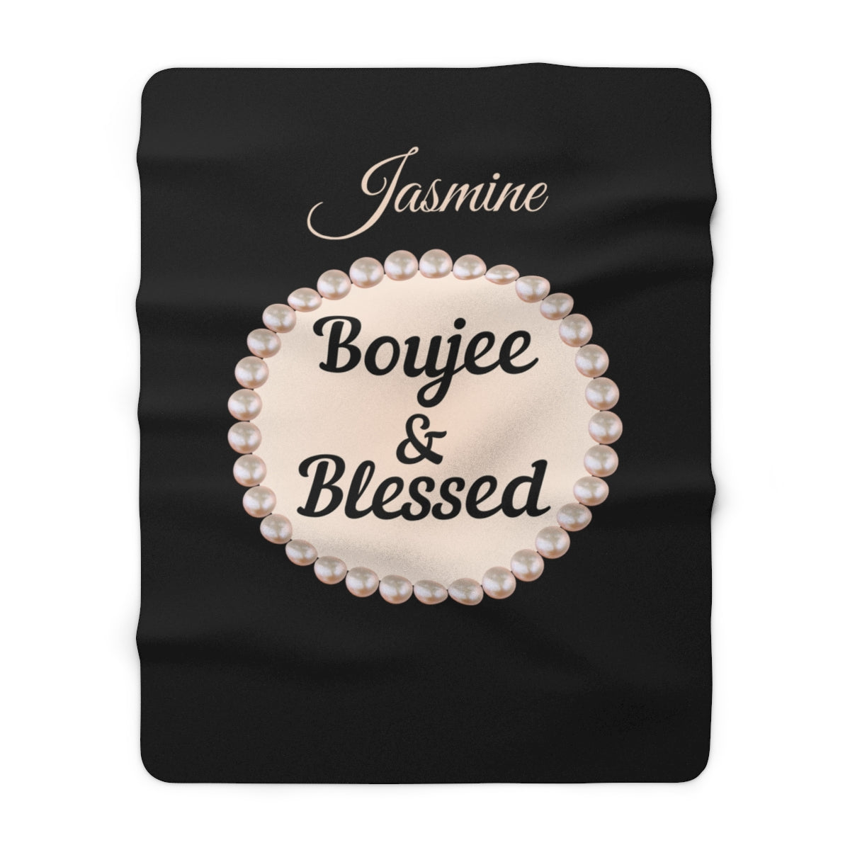 Personalized Luxurious Bee Boujee Pearl-Print Sherpa Fleece Blanket - 2 Sizes and 3 Designs