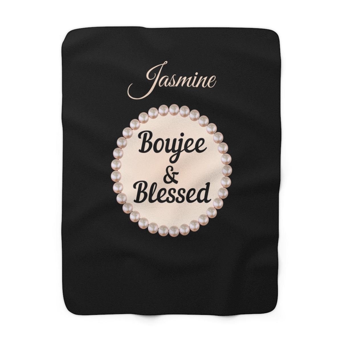 Personalized Luxurious Bee Boujee Pearl-Print Sherpa Fleece Blanket - 2 Sizes and 3 Designs