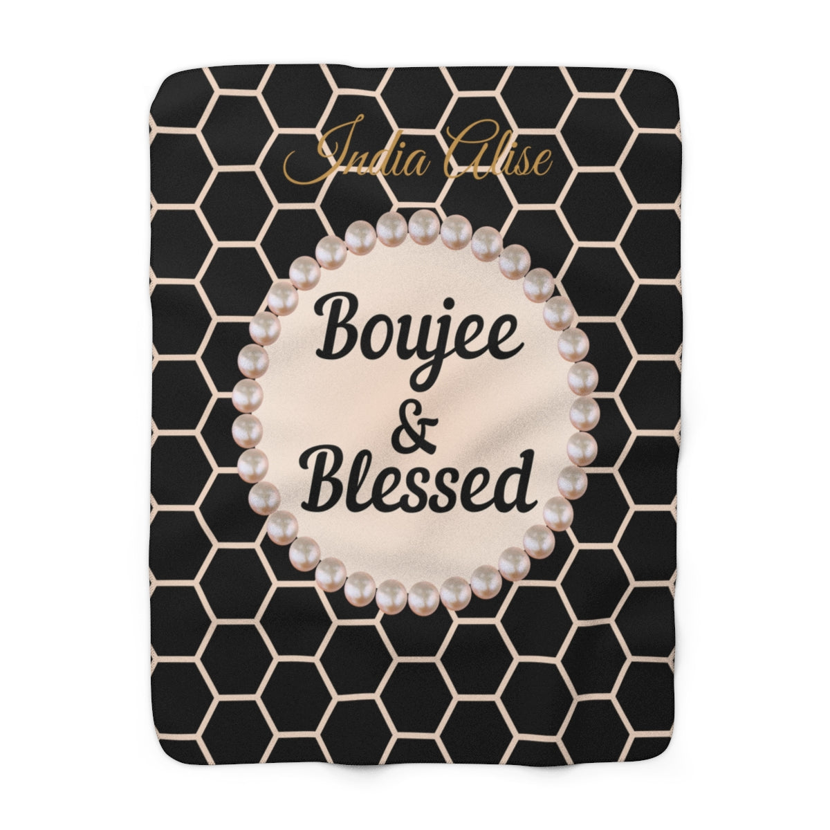 Personalized Luxurious Bee Boujee Pearl-Print Sherpa Fleece Blanket - 2 Sizes and 3 Designs