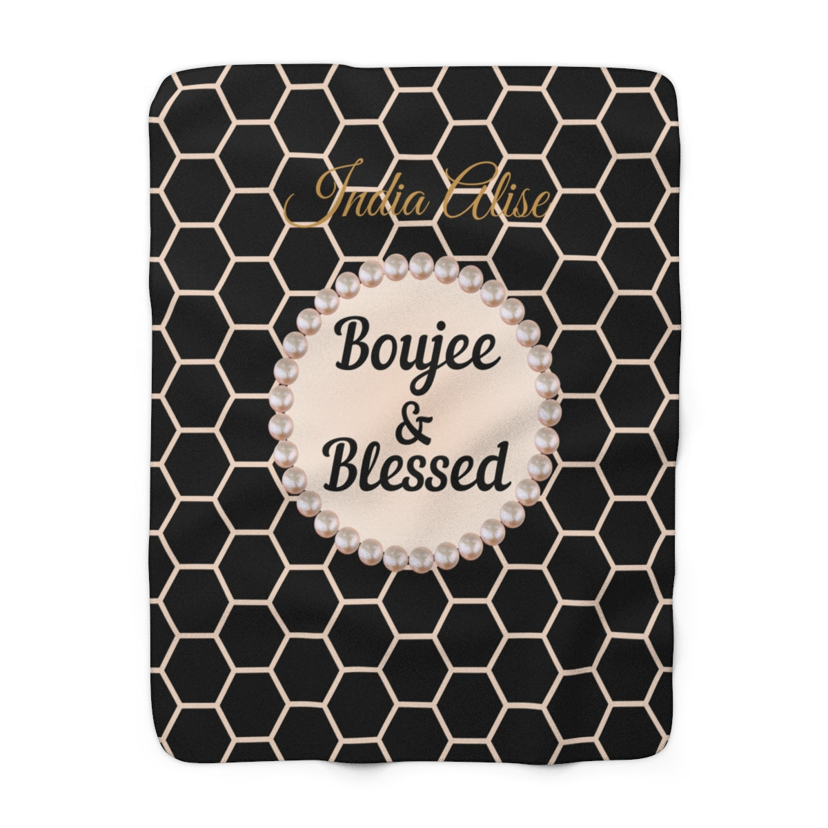 Personalized Luxurious Bee Boujee Pearl-Print Sherpa Fleece Blanket - 2 Sizes and 3 Designs