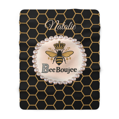 Personalized Luxurious Bee Boujee Pearl-Print Sherpa Fleece Blanket - 2 Sizes and 3 Designs