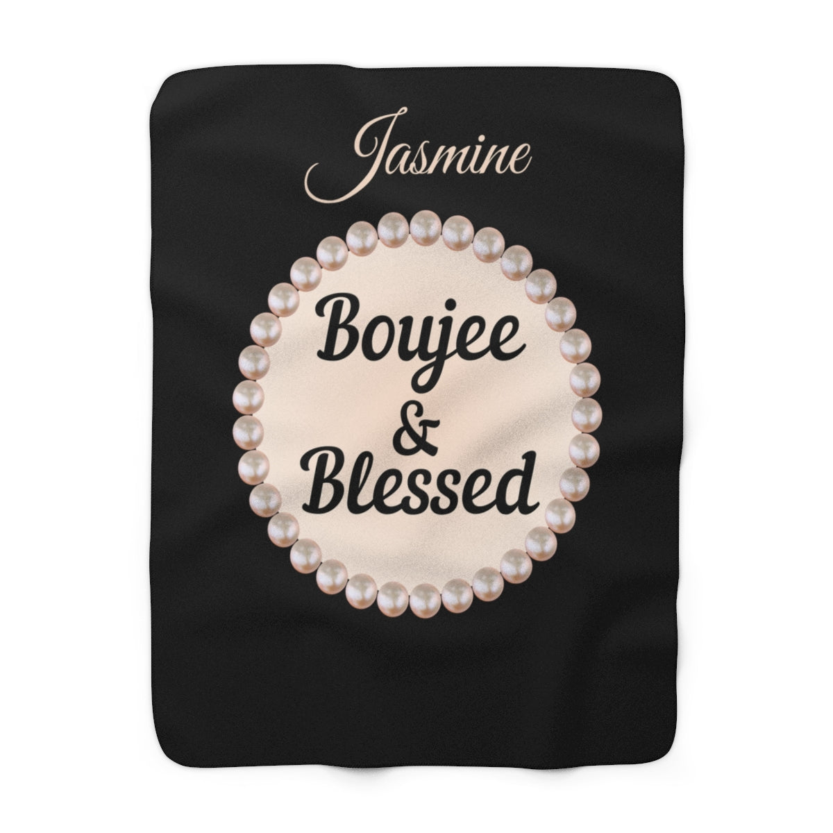 Personalized Luxurious Bee Boujee Pearl-Print Sherpa Fleece Blanket - 2 Sizes and 3 Designs