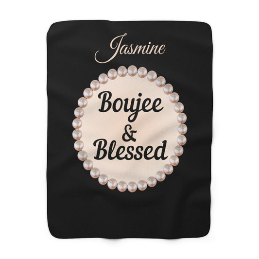 Personalized Luxurious Bee Boujee Pearl-Print Sherpa Fleece Blanket - 2 Sizes and 3 Designs