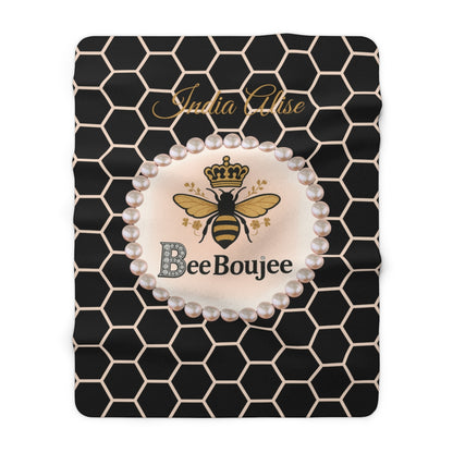 Personalized Luxurious Bee Boujee Pearl-Print Sherpa Fleece Blanket - 2 Sizes and 3 Designs