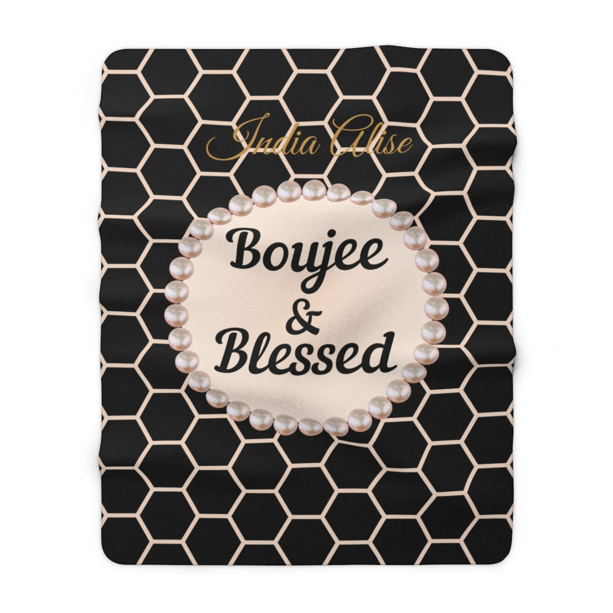 Personalized Luxurious Bee Boujee Pearl-Print Sherpa Fleece Blanket - 2 Sizes and 3 Designs