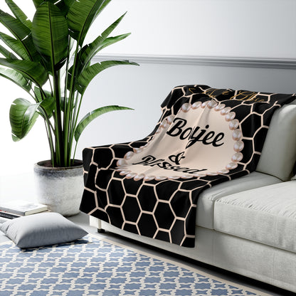 Personalized Luxurious Boujee & Blessed Pearl-Framed Sherpa Fleece Blanket - 2 Sizes and 3 Designs