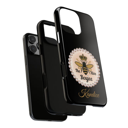 Personalized Boujee - Themed Tough iPhone 16 Pro Max Case (Black or Pearl Emblem)