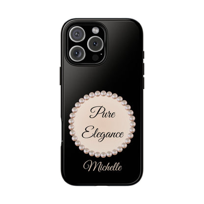Personalized Boujee - Themed Tough iPhone 16 Pro Max Case (Black or Pearl Emblem)
