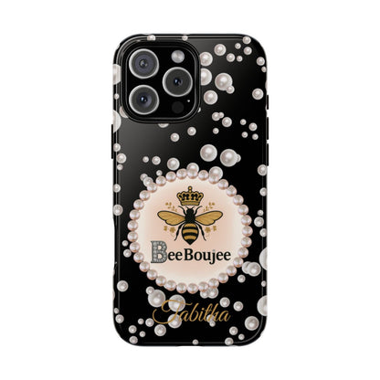 Personalized Boujee - Themed Tough iPhone 16 Pro Max Case (Black or Pearl Emblem)