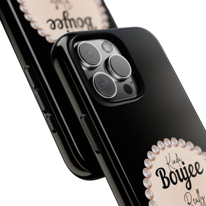 Personalized Boujee - Themed Tough iPhone 16 Pro Max Case (Black or Pearl Emblem)