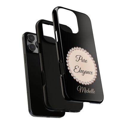 Personalized Boujee - Themed Tough iPhone 16 Pro Max Case (Black or Pearl Emblem)