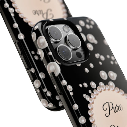 Personalized Boujee - Themed Tough iPhone 16 Pro Max Case (Black or Pearl Emblem)