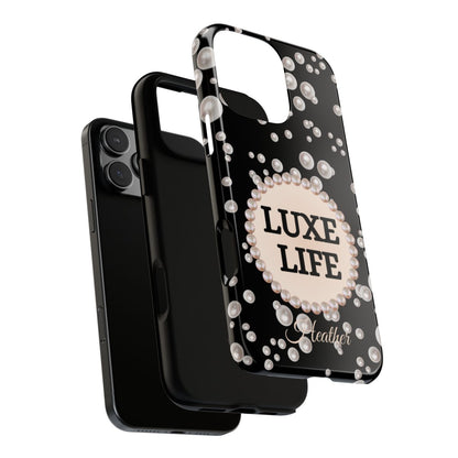 Personalized Boujee - Themed Tough iPhone 16 Pro Max Case (Black or Pearl Emblem)