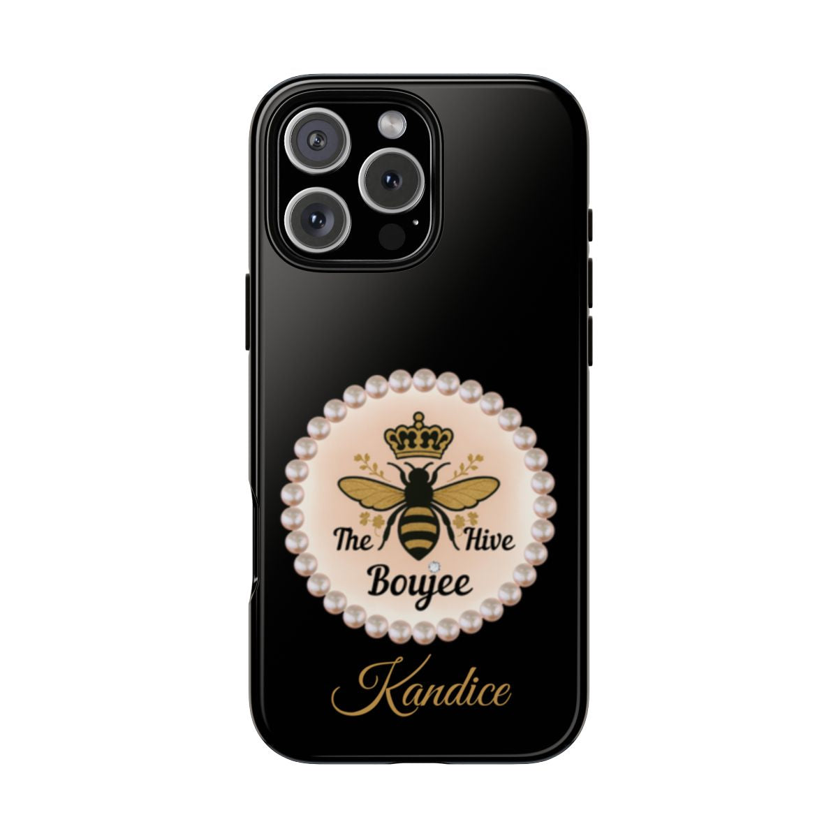 Personalized Boujee - Themed Tough iPhone 16 Pro Max Case (Black or Pearl Emblem)