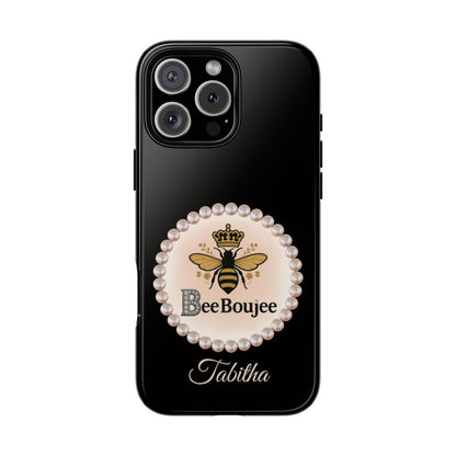 Personalized Boujee - Themed Tough iPhone 16 Pro Max Case (Black or Pearl Emblem)