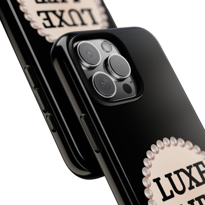 Personalized Boujee - Themed Tough iPhone 16 Pro Max Case (Black or Pearl Emblem)