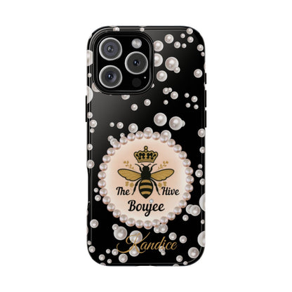 Personalized Boujee - Themed Tough iPhone 16 Pro Max Case (Black or Pearl Emblem)