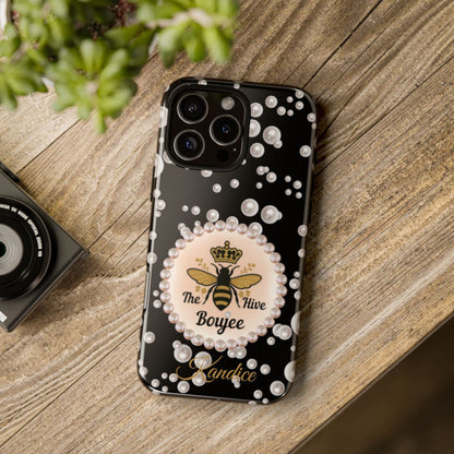 Personalized Boujee - Themed Tough iPhone 16 Pro Max Case (Black or Pearl Emblem)