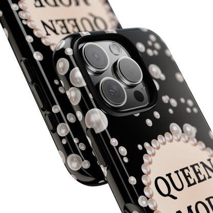 Personalized Boujee-Themed Tough iPhone 16 Pro Case (Black and Pearl Emblem)