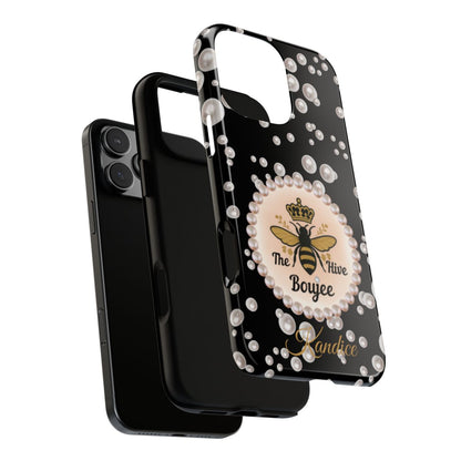 Personalized Boujee - Themed Tough iPhone 16 Pro Max Case (Black or Pearl Emblem)