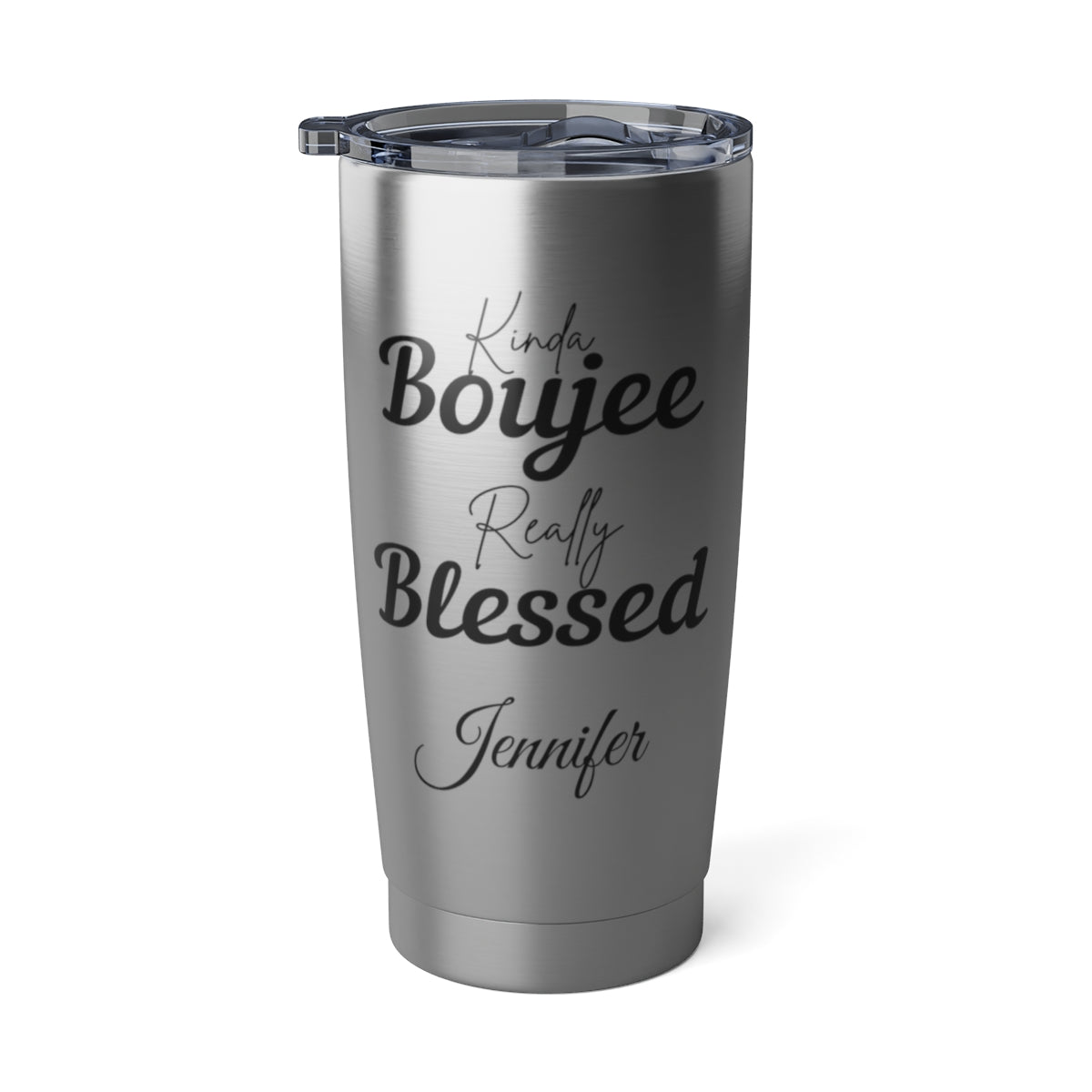 Personalized “Kinda Boujee, Really Blessed” 20 oz Insulated Tumbler — Pearl Medallion or Signature Script